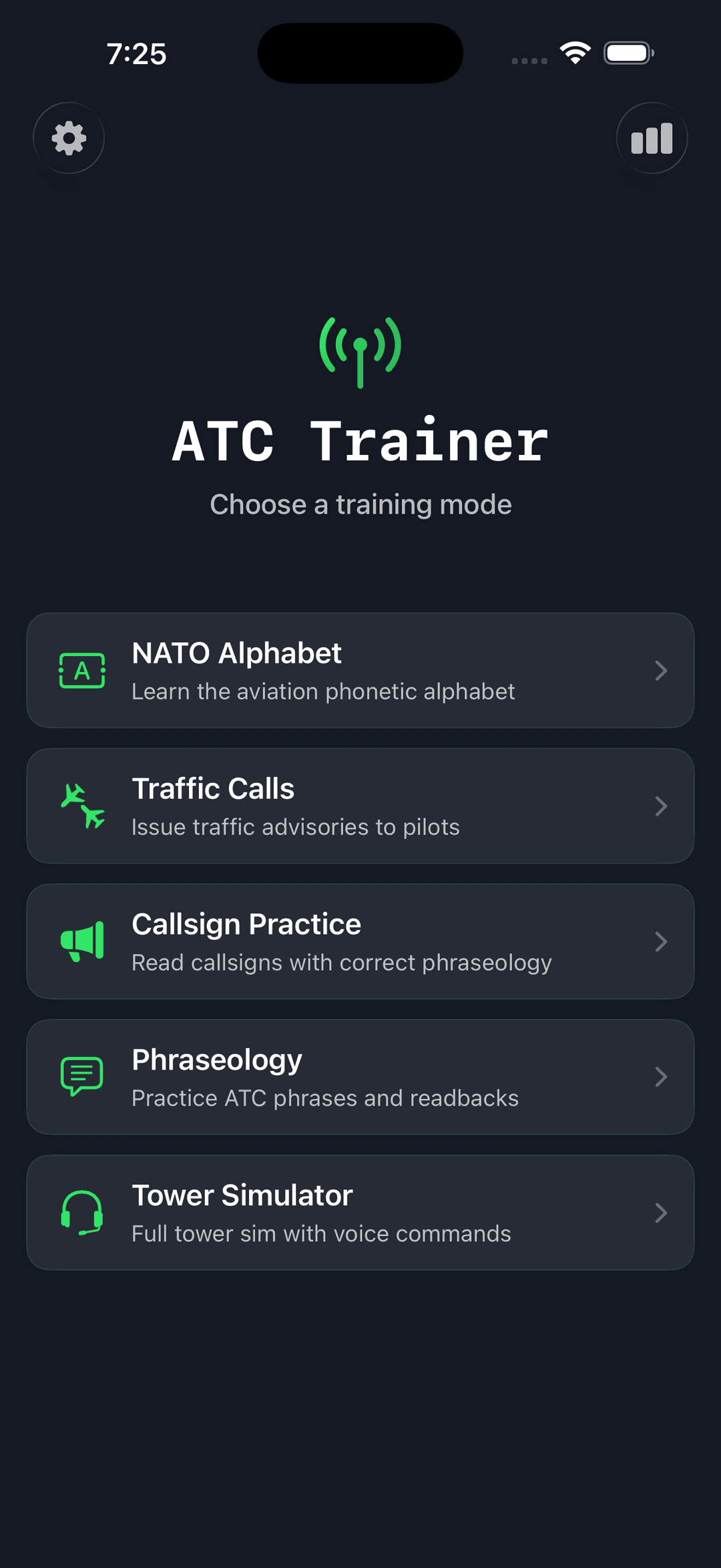 ATC Tower Trainer training mode overview